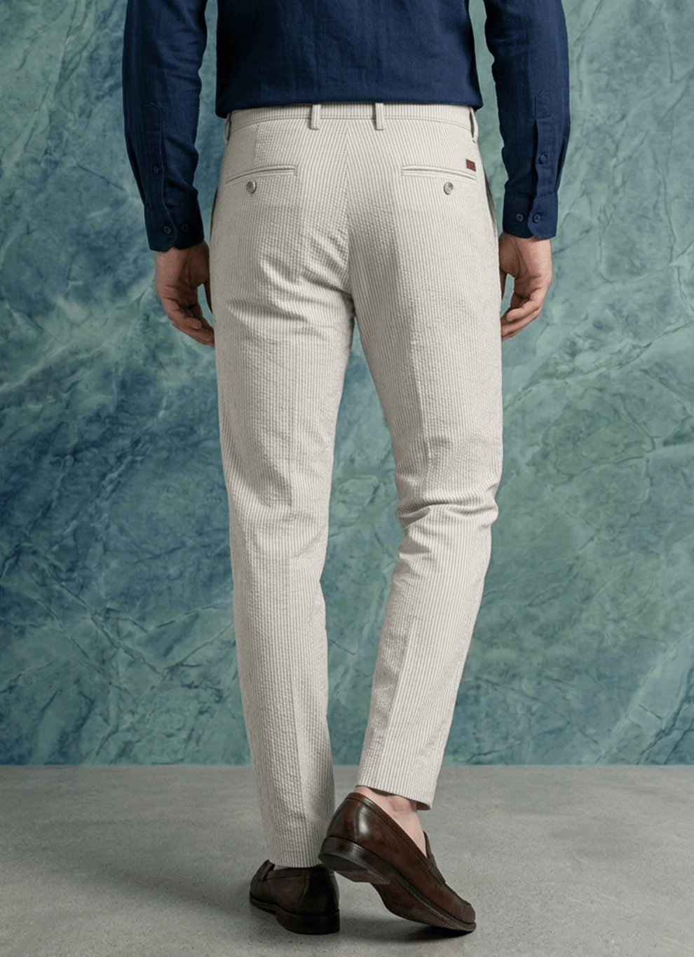 Beige Poly Viscose Loose Fit Trouser