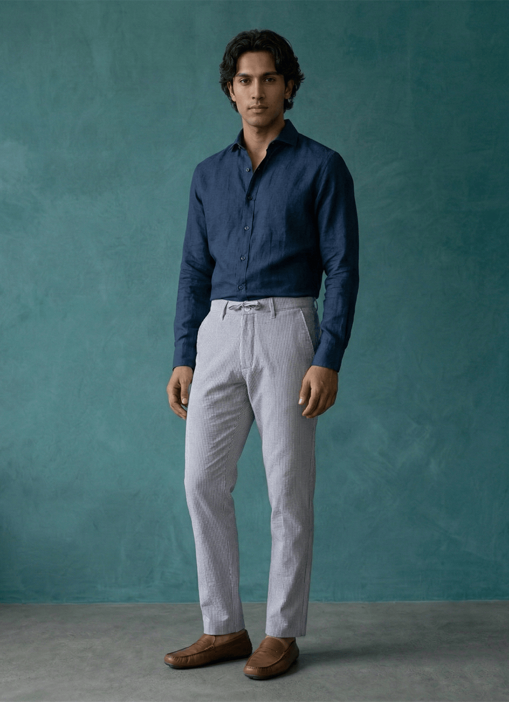 Brown Poly Viscose Loose Fit Trouser