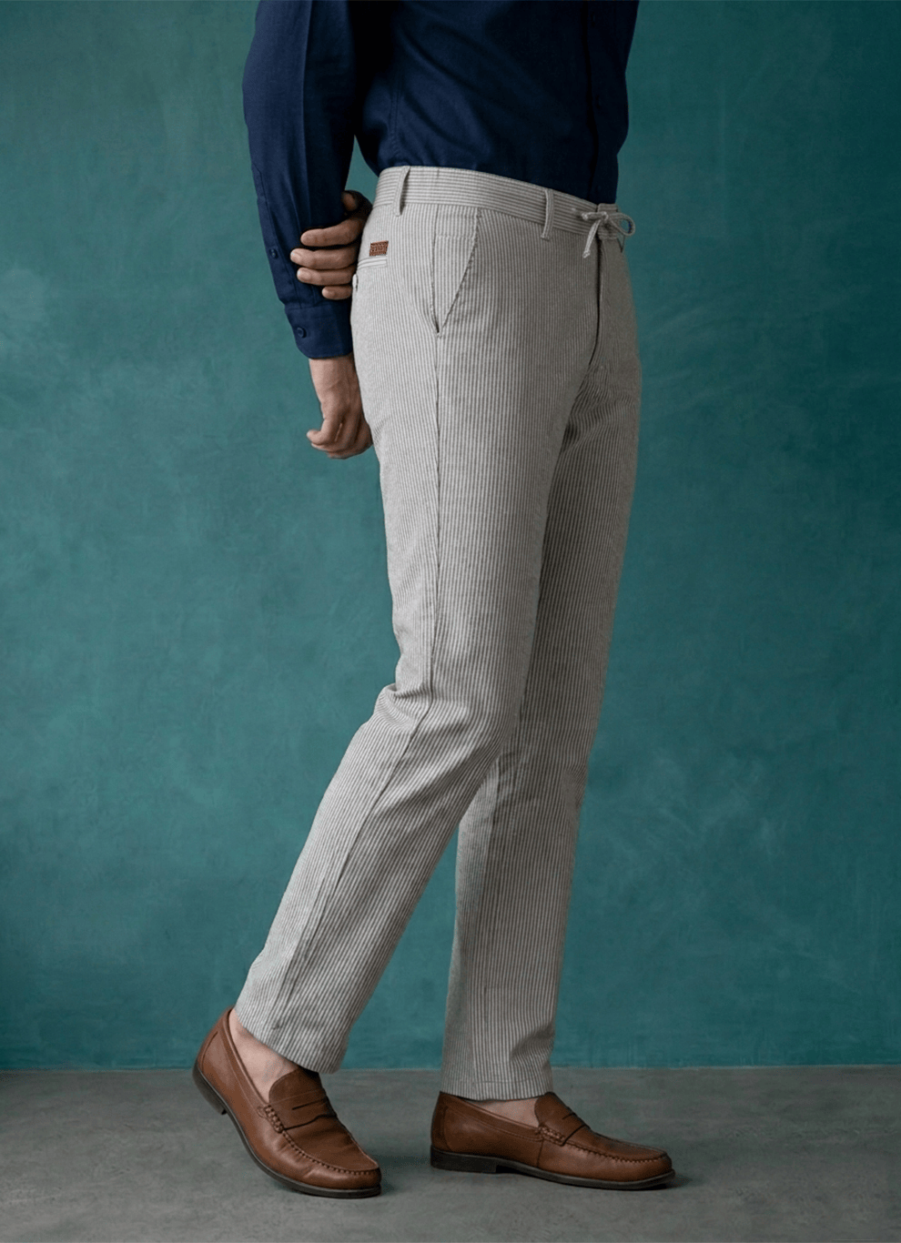 Grey Poly Viscose Loose Fit Trouser