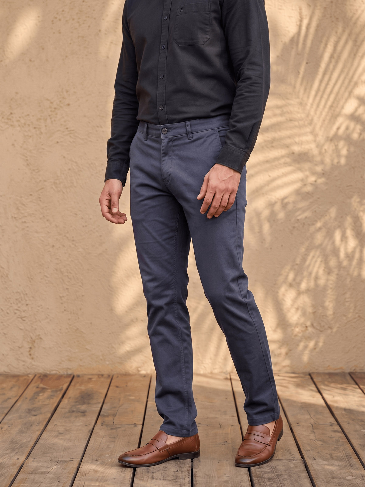 Dark Navy Cotton Stretch Slim Fit Trouser