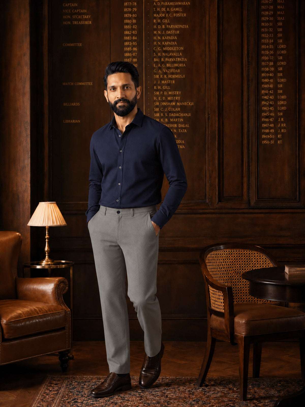 Light Grey Cotton Stretch Slim Fit Trouser