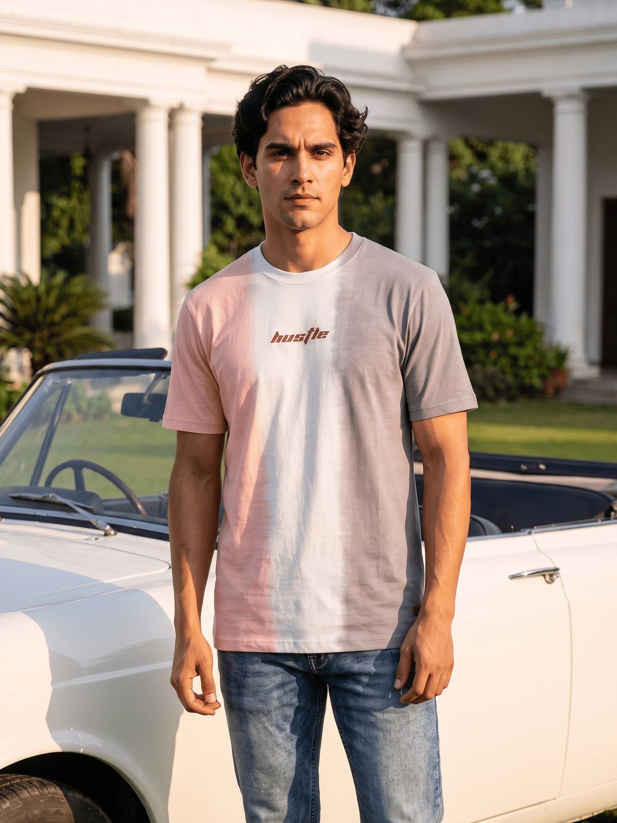 Pink Dip Dye Cotton Regular Fit Tshirt