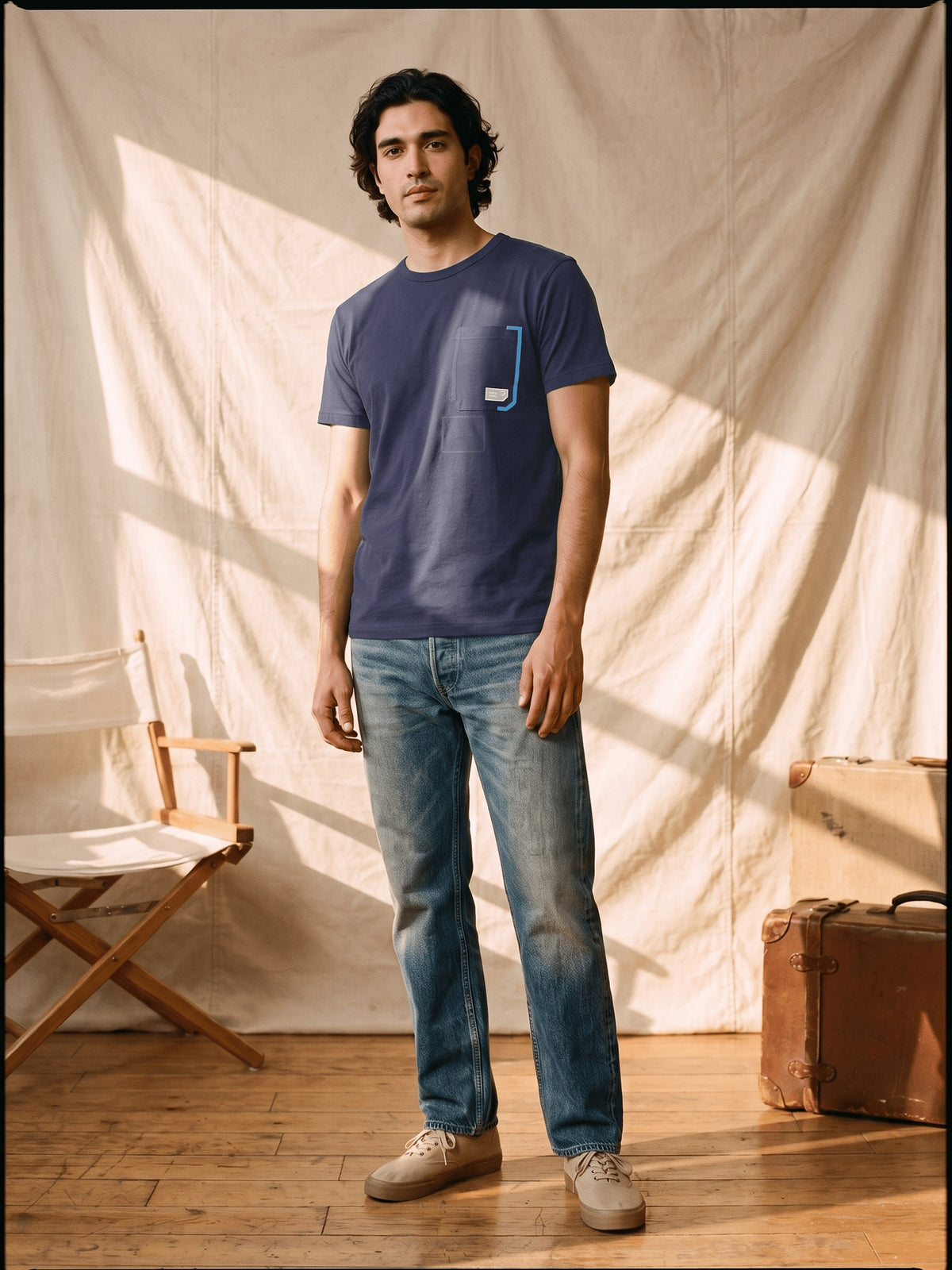 Navy Graphic Cotton Regular Fit Tshirt
