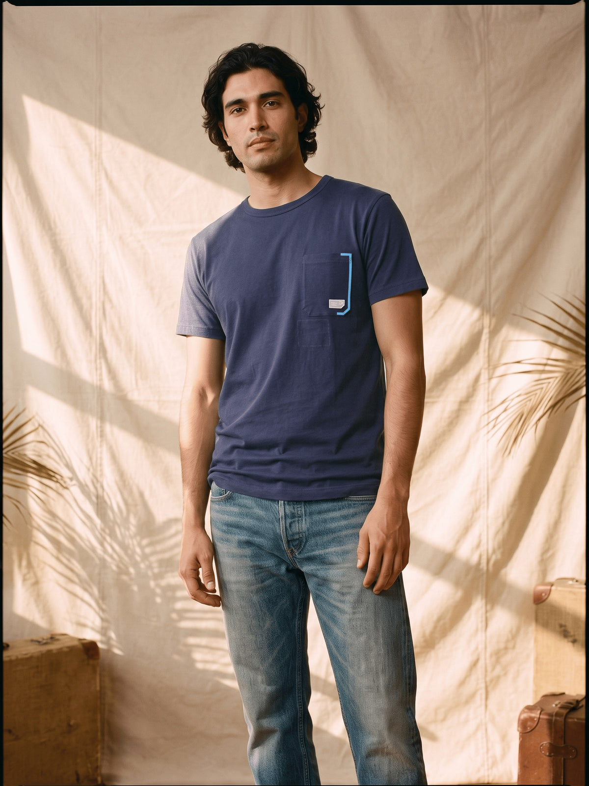 Navy Graphic Cotton Regular Fit Tshirt