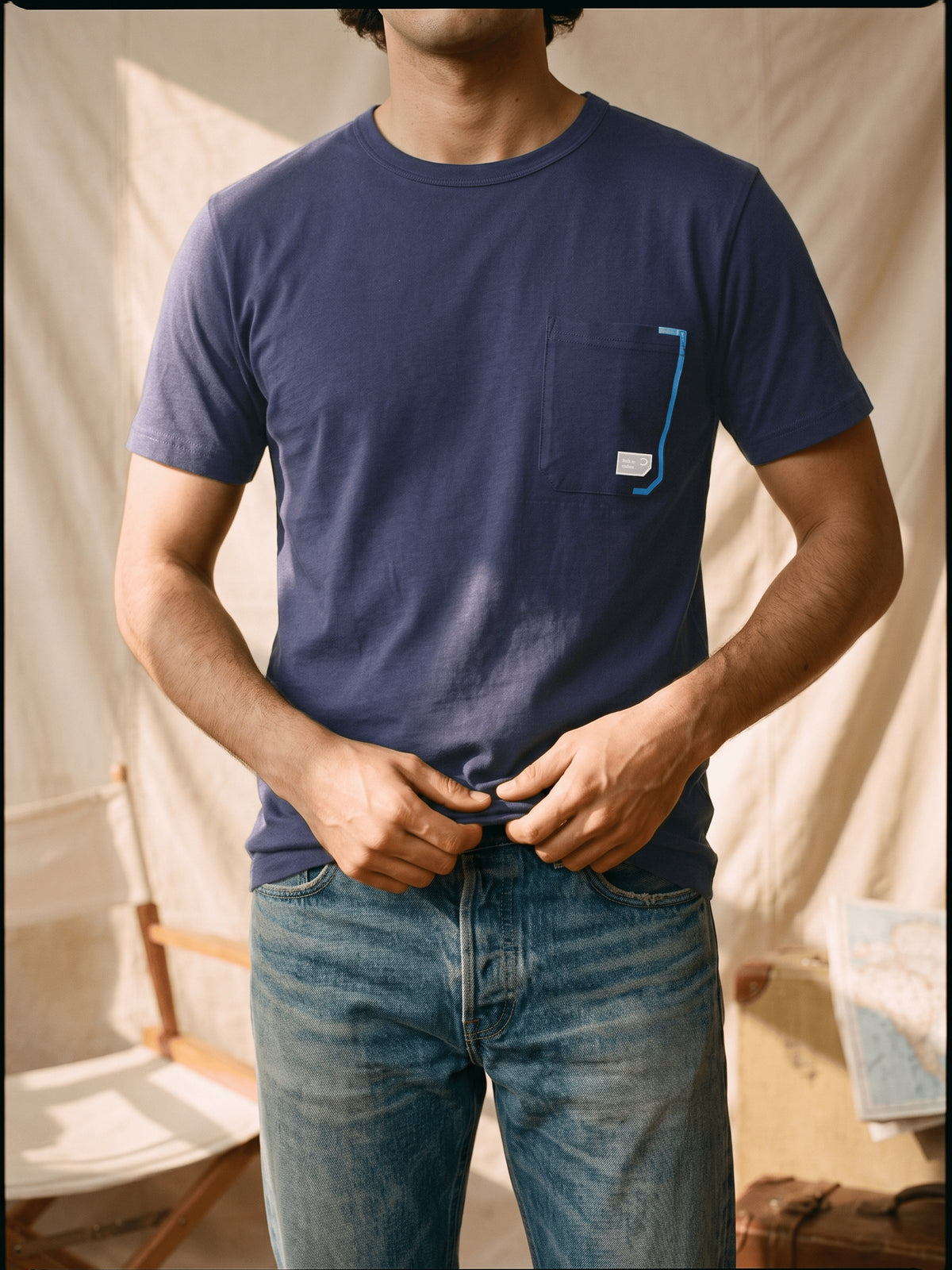 Navy Graphic Cotton Regular Fit Tshirt