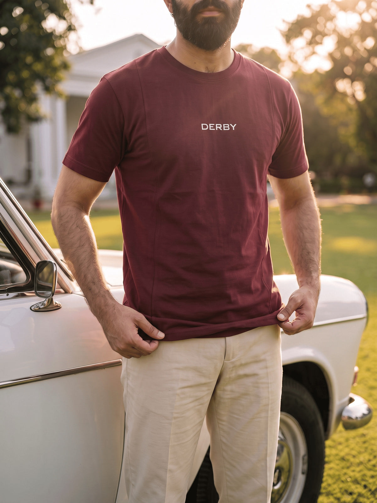 Maroon Poly Stretch Regular Fit Tshirt