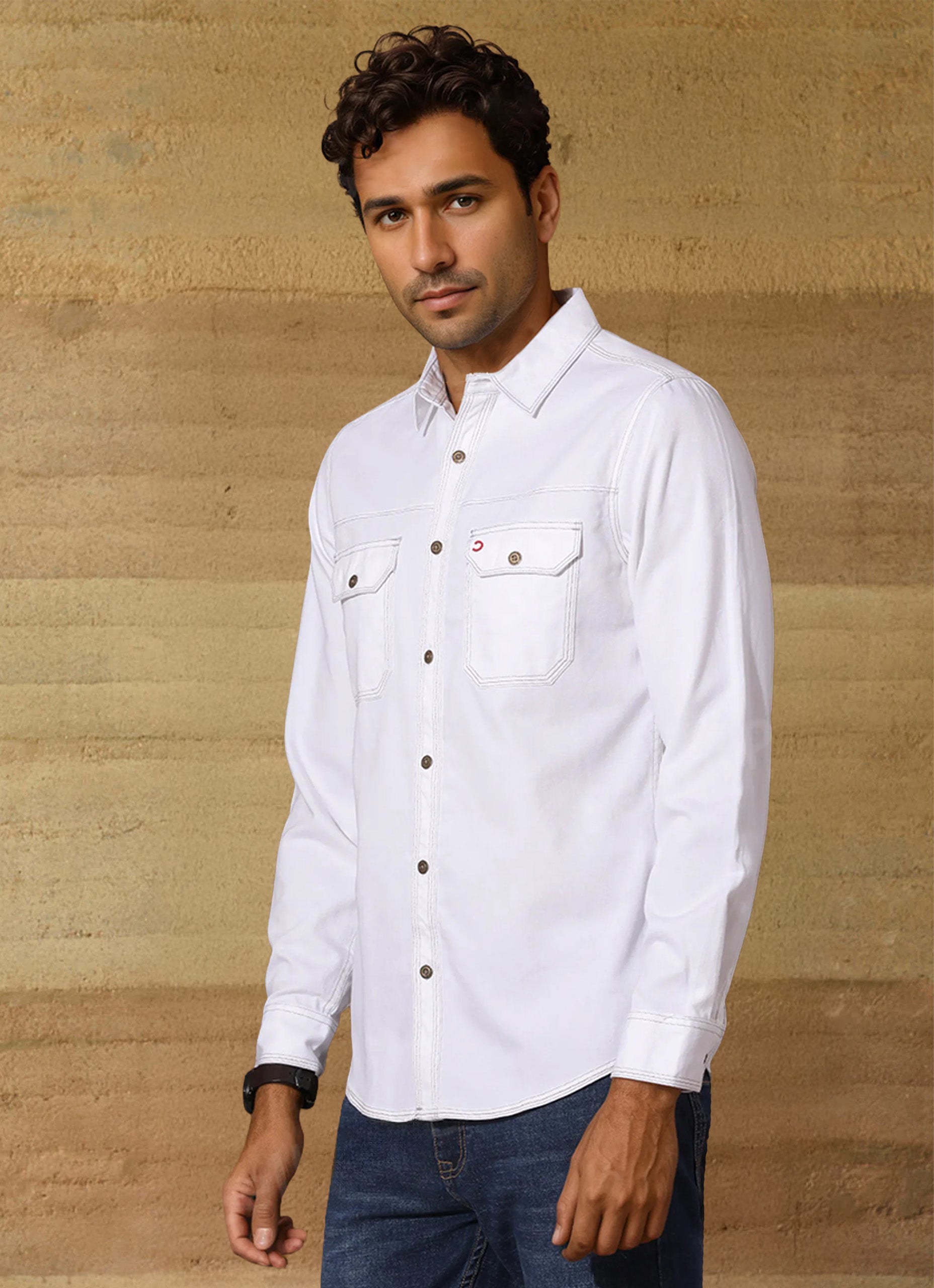 Statement White Denim Featuring Double Pocket