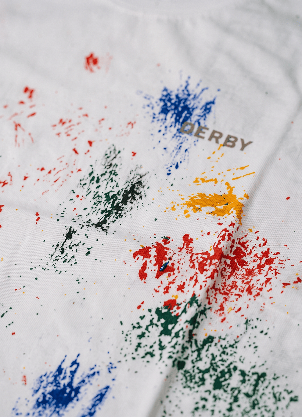 White Paint Splatter Print Cotton Regular Fit Tshirt, view 5