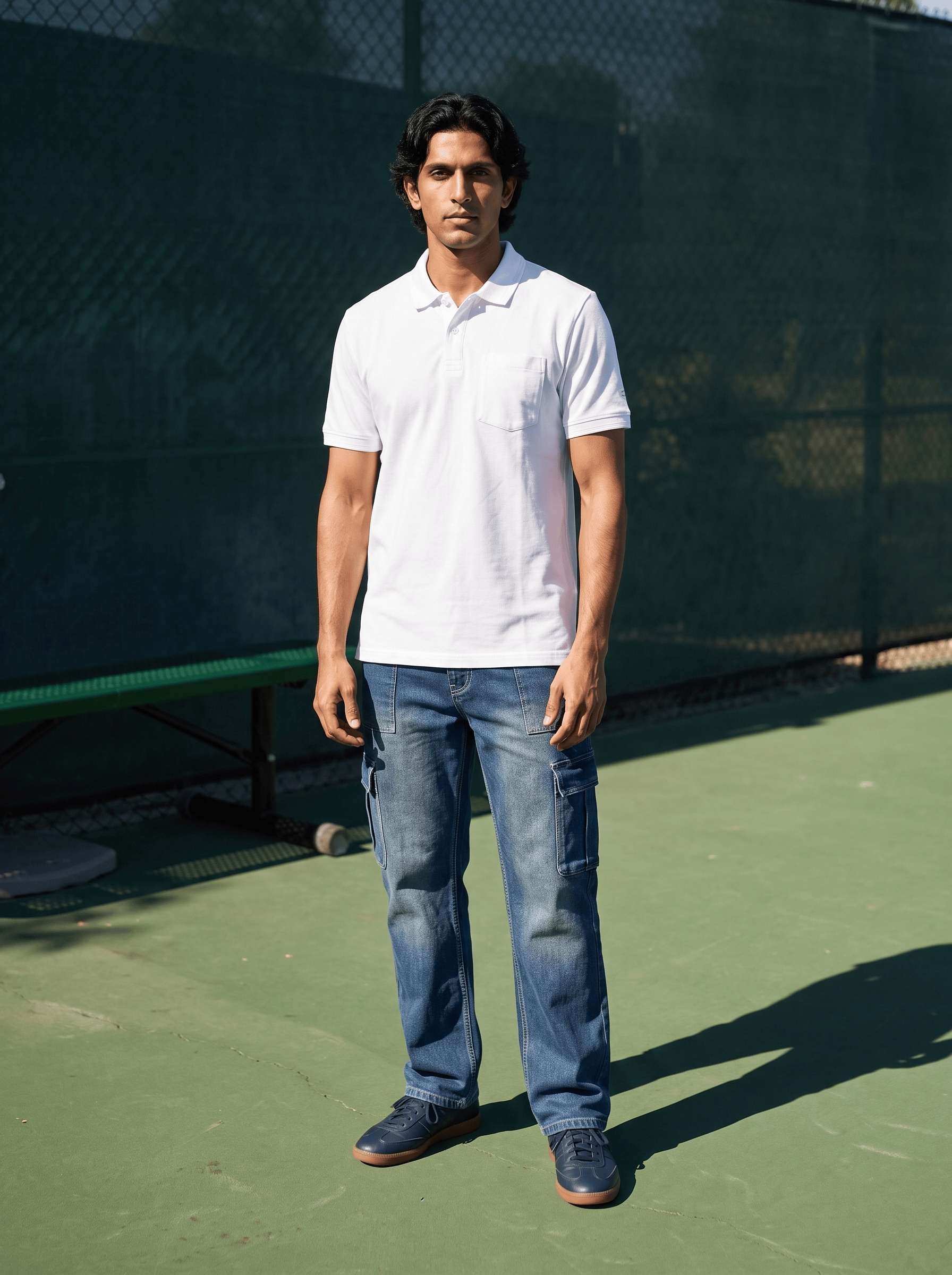 White Cotton Regular Fit Polo Tshirt