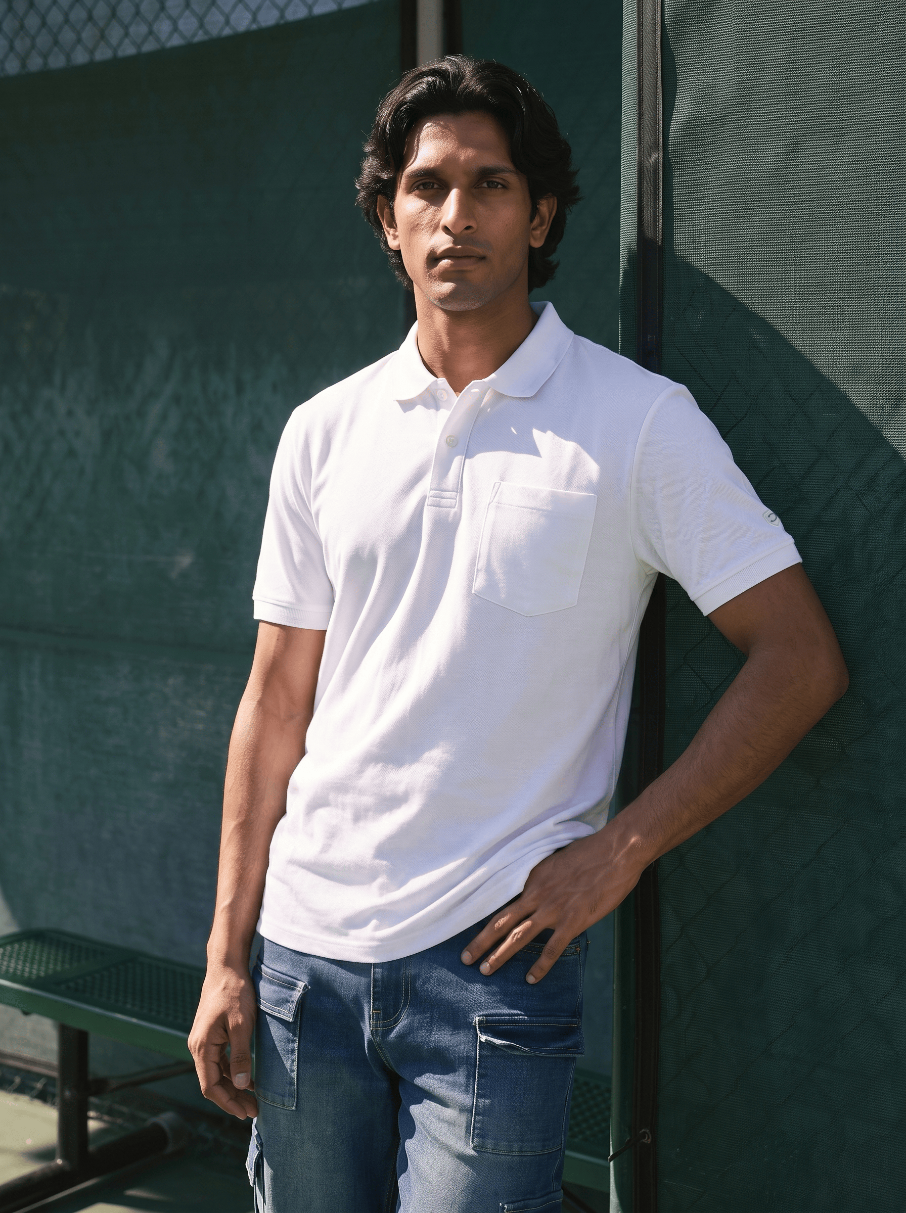 White Cotton Regular Fit Polo Tshirt