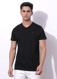 Black V-Neck Slim Fit Tshirt