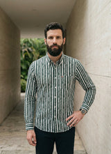 Olive Cotton Slim Fit Full Sleeve Shirt