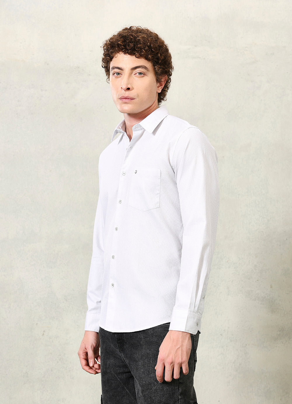 Grey Solids Cotton Slim Fit Shirt