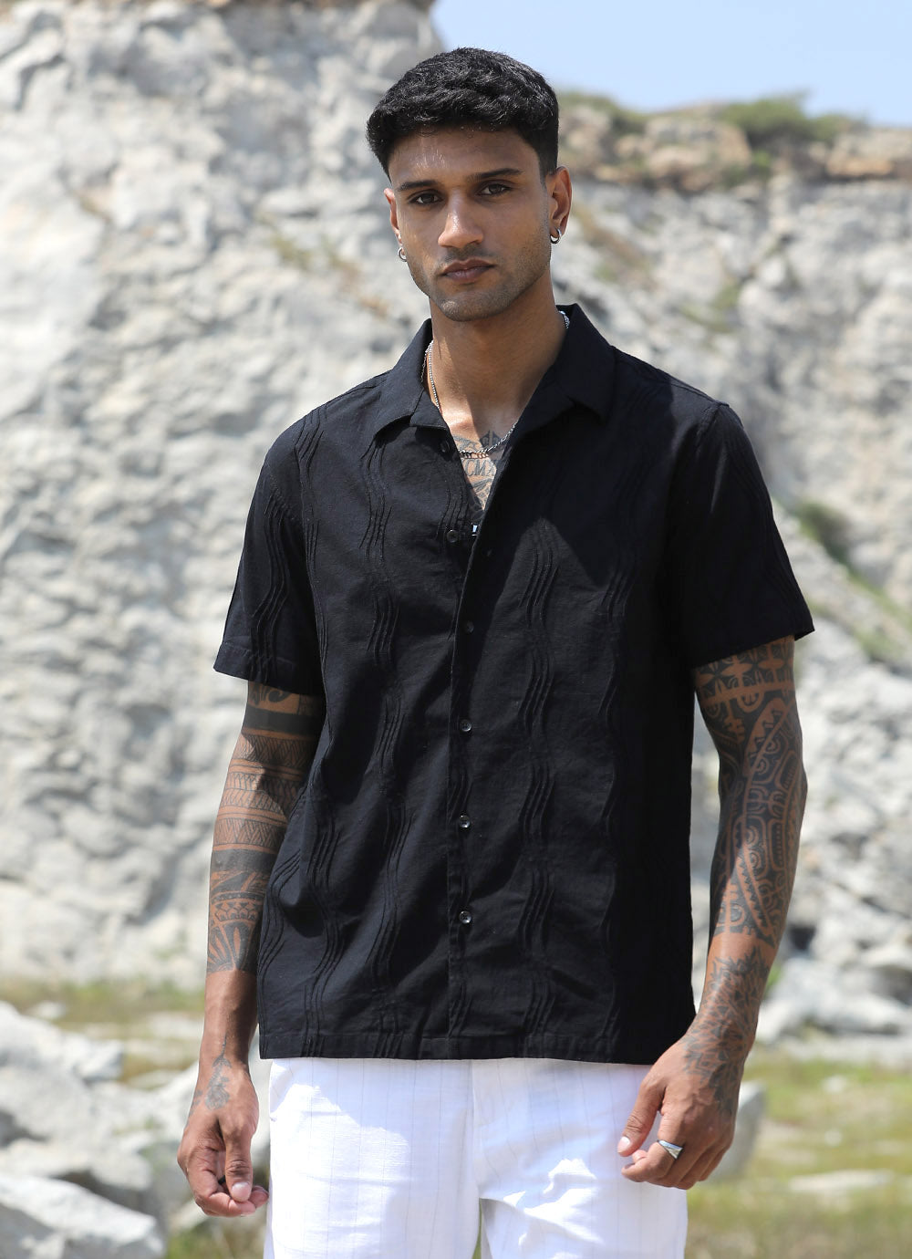 Black Linen Slim Fit Shirt