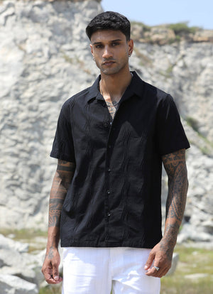 Black Linen Slim Fit Shirt