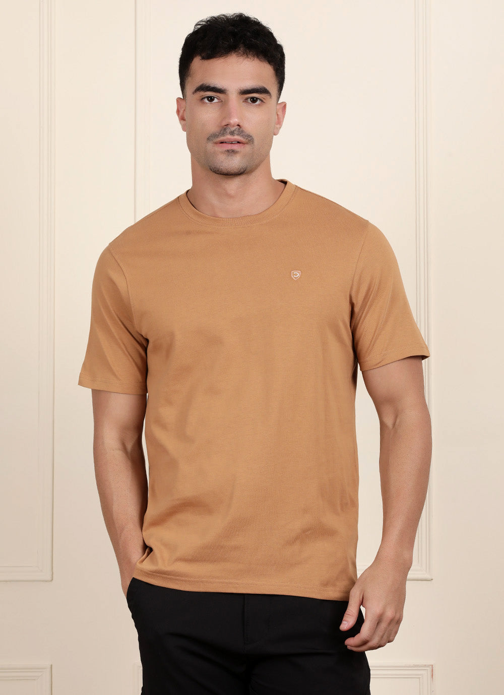 Khaki Round Neck Slim Fit Tshirt