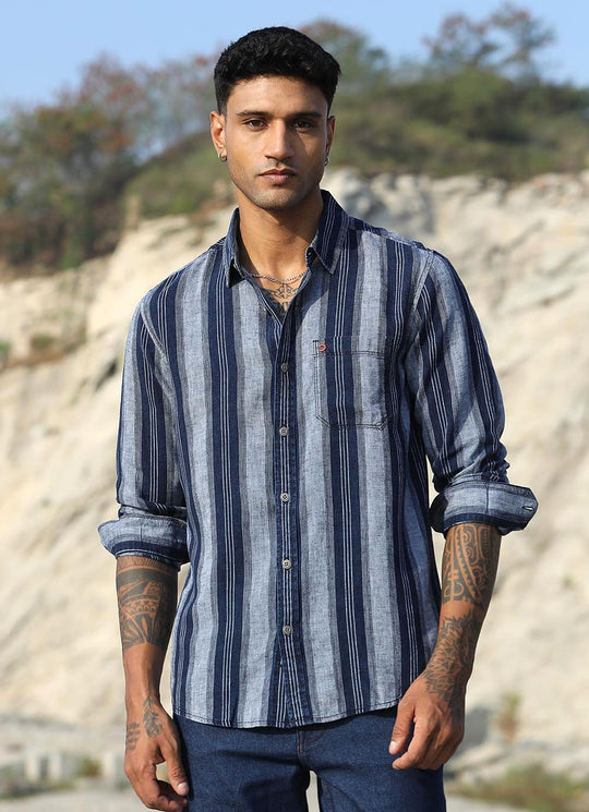 Coastal indigo stripes