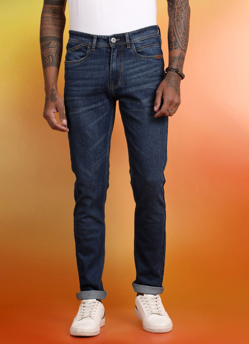 Mid Blue Twill Slim Fit Jeans