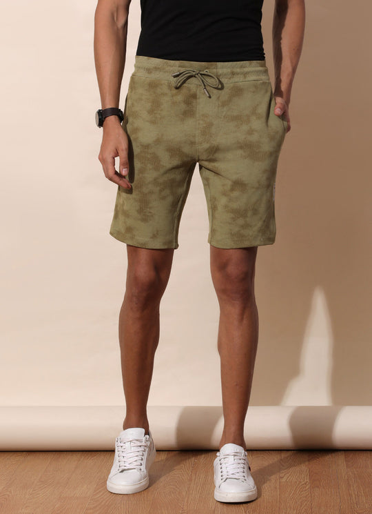 Olive Cotton Shorts with Utility Pocket