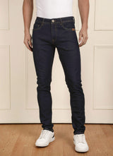 Dark Blue Twill Slim Fit Clean Look Jeans