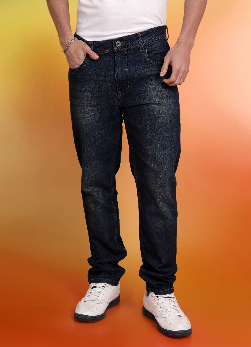 Grey Mild Fade Slim Fit Twill Jeans