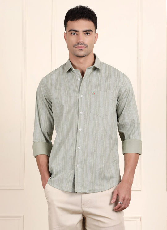 Olive Stripe Printed
