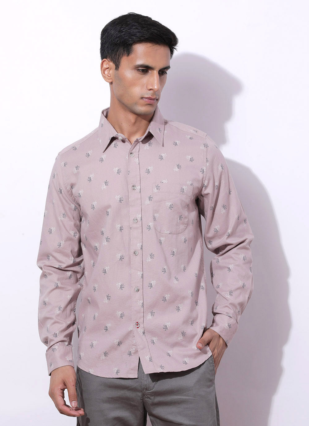 Bud Peach Cotton Printed Shirt