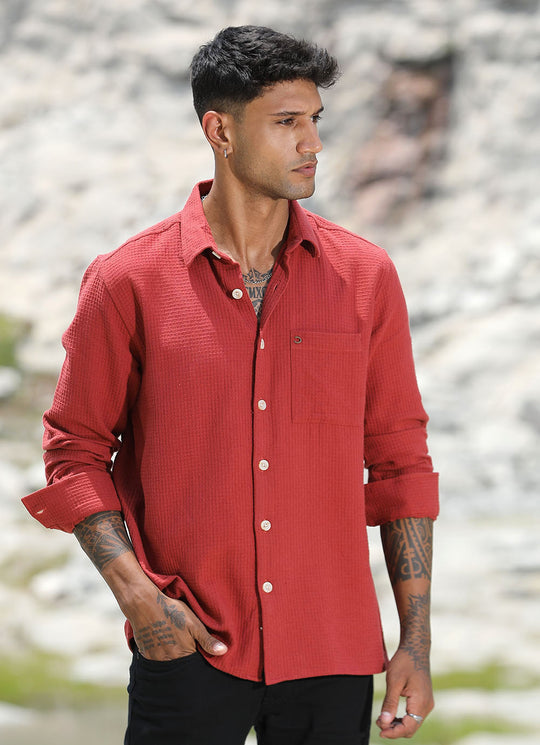 Rust Red Casual Shirt