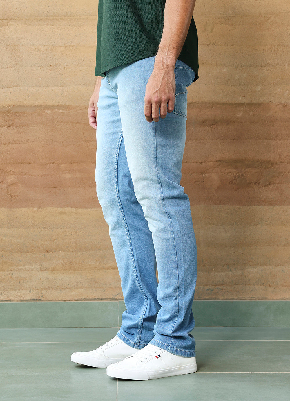 Light Blue Faded Twill Relaxed Fit Jeans