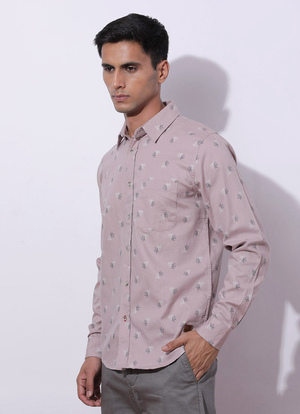 Bud Peach Cotton Printed Shirt