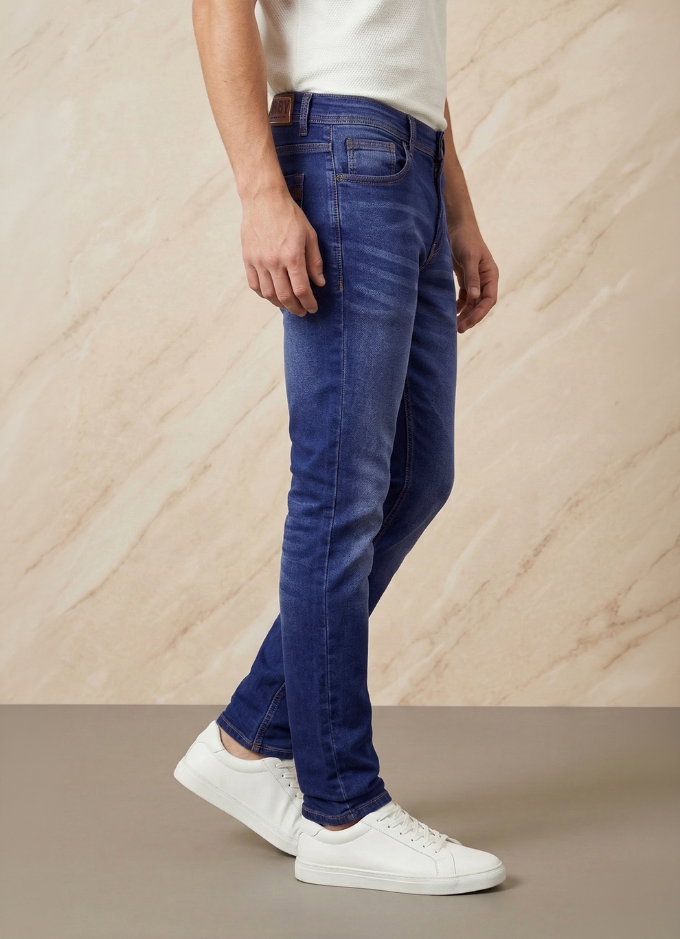 Blue Cotton Slim Fit Jeans