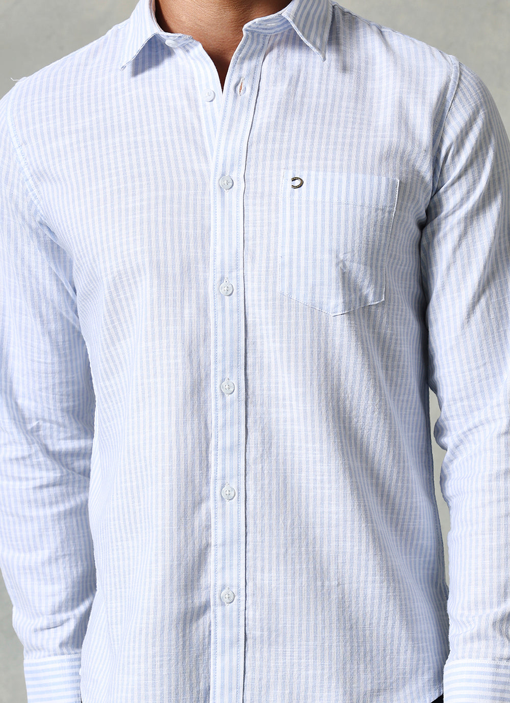 Blue Stripes Cotton Slim Fit Shirt