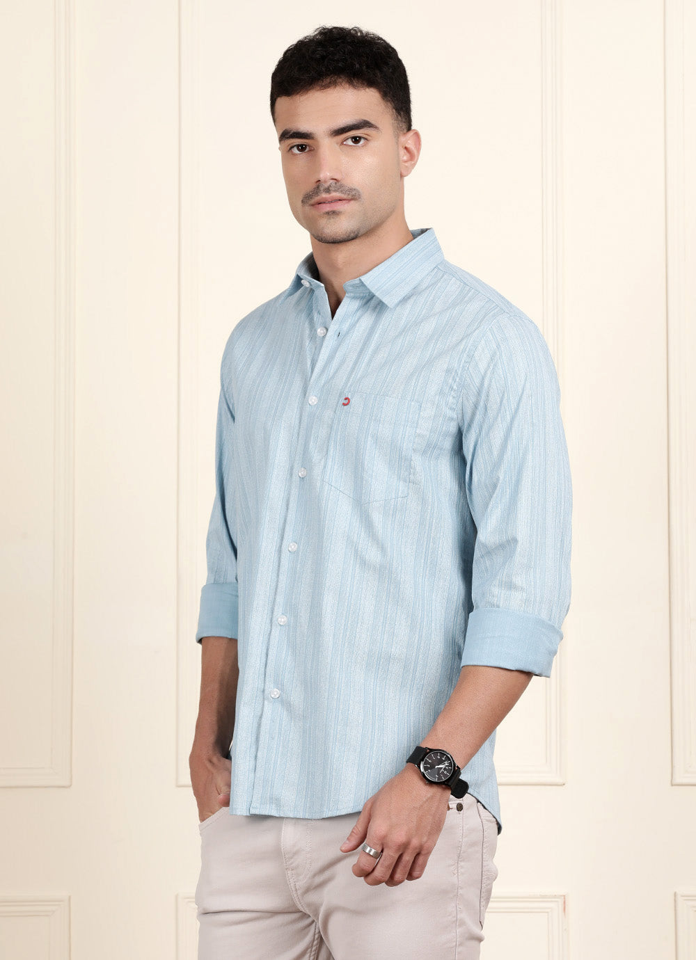 Aqua Stripe Printed