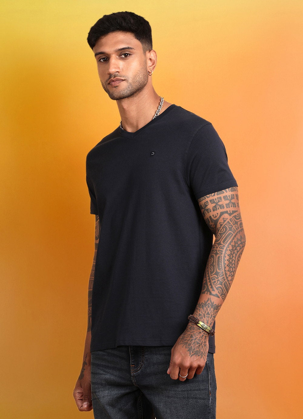 Modish Navy V Neck