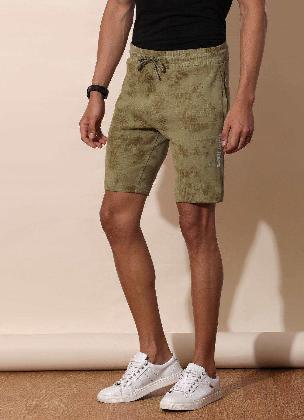 Olive Cotton Shorts with Utility Pocket