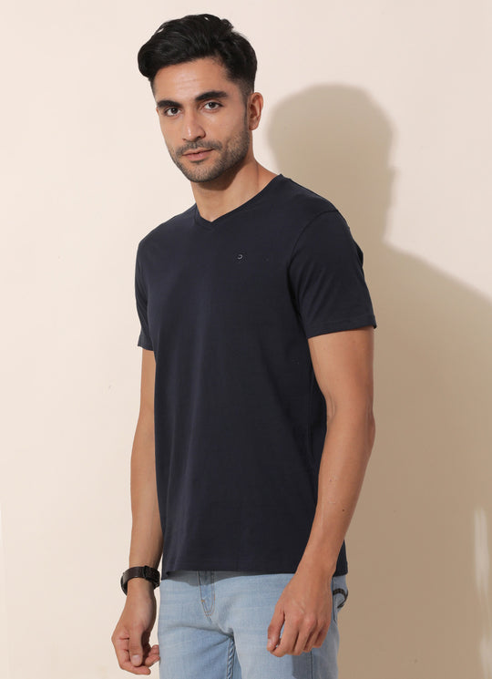 Modish Navy V Neck