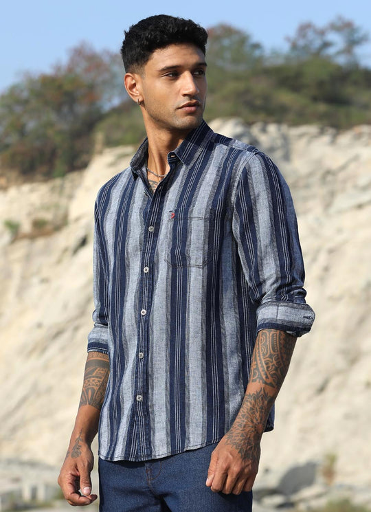 Coastal indigo stripes