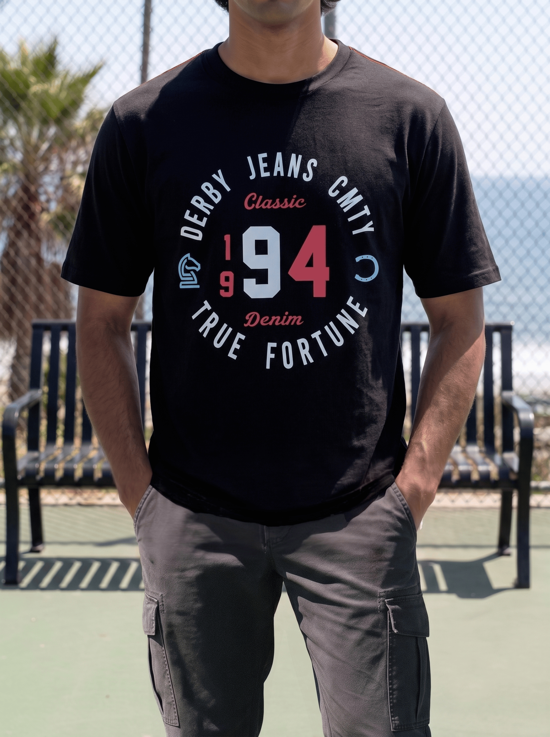 Black 1994 Varsity Print Cotton Regular Fit Tshirt