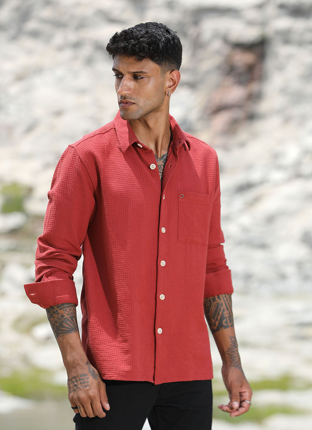 Rust Red Casual Shirt