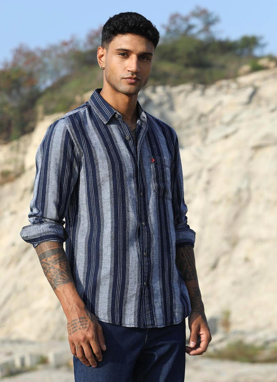 Coastal indigo stripes