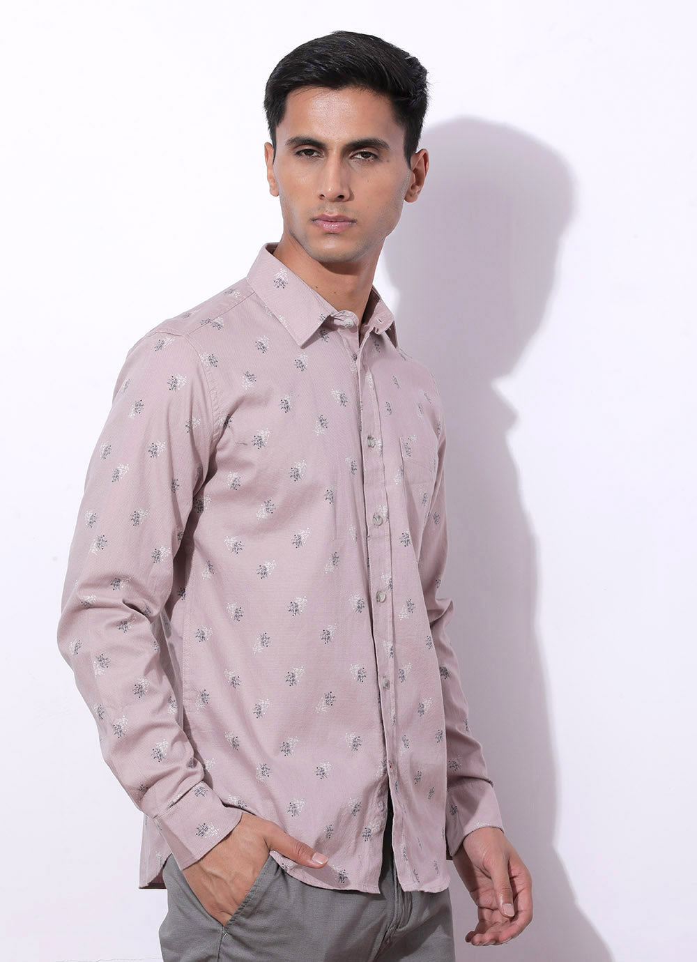 Bud Peach Cotton Printed Shirt