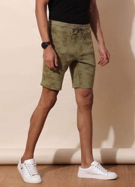 Olive Cotton Shorts with Utility Pocket
