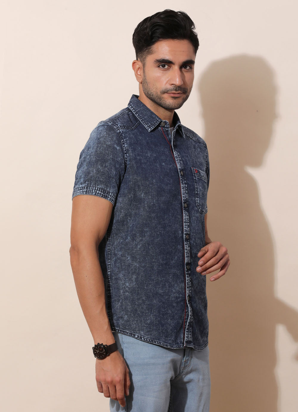 Blue Solid Indigo Slim Fit Shirt