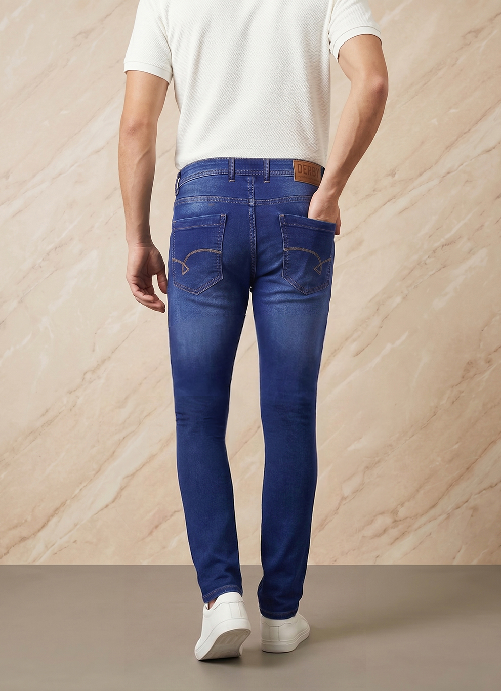 Blue Cotton Slim Fit Jeans