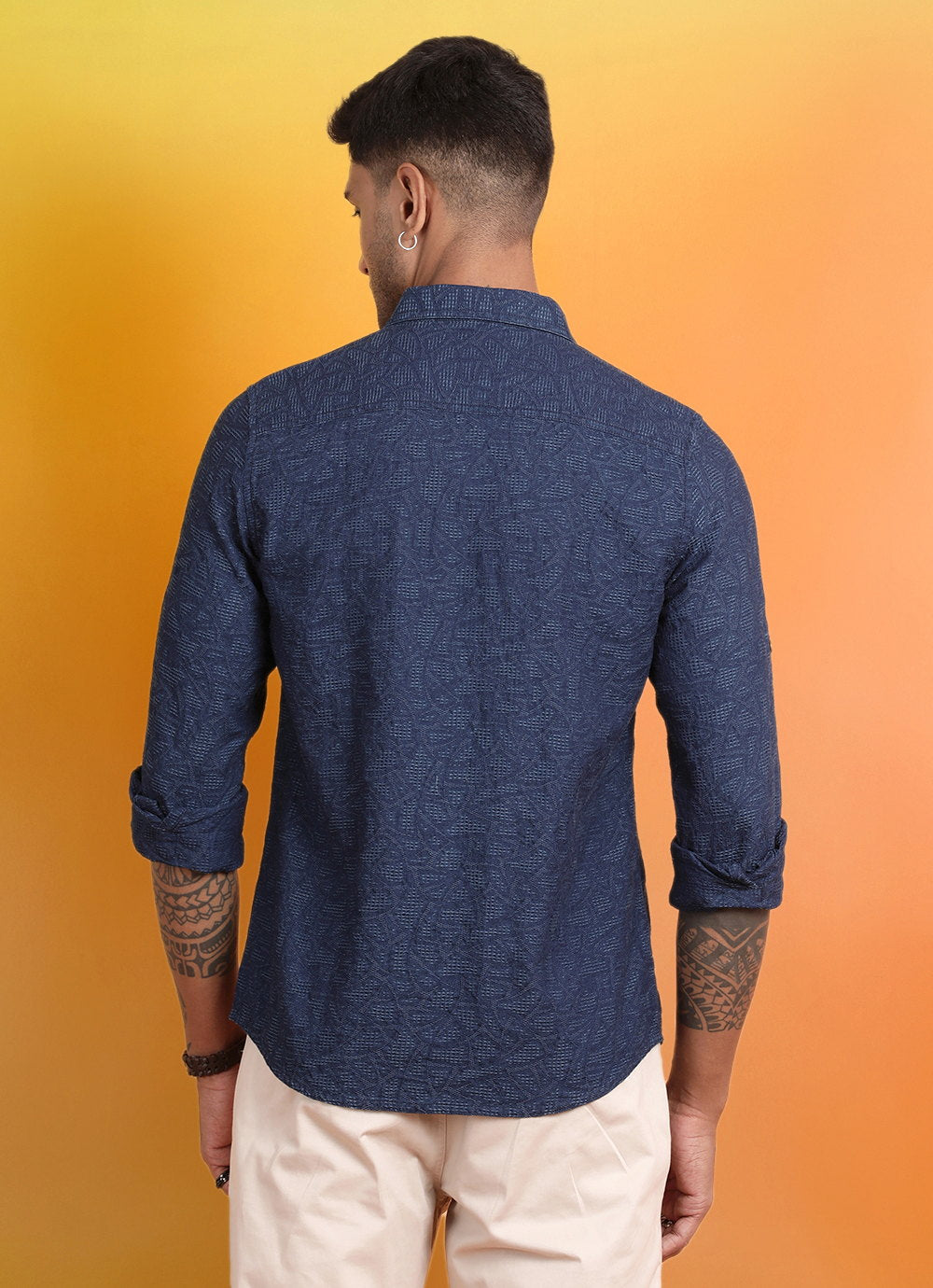 Dark Blue Indigo Printed