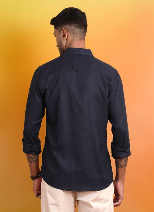 Navy Blue Solid Linen