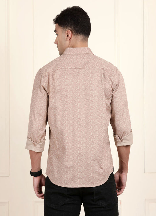Cream Leaf Printed