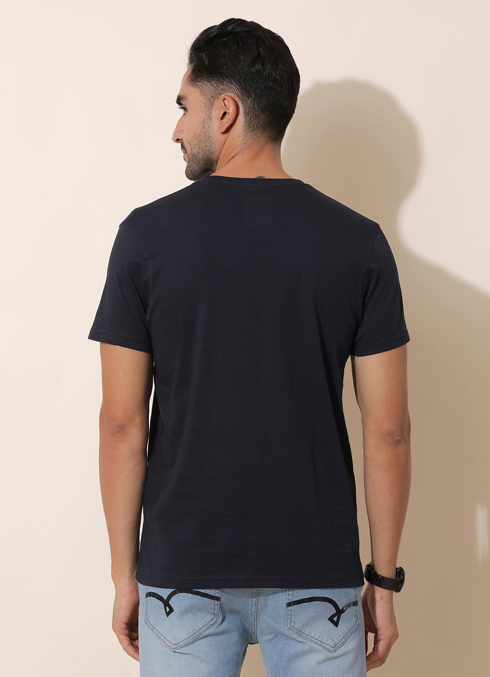 Modish Navy -Slim Fit V- Neck T-Shirt