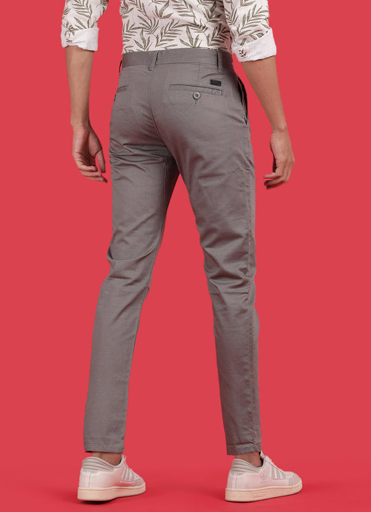 Olive Cotton Spandex Solid Slim Fit Trouser with Utility Pocket