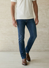 Mid Blue Cotton Slim Fit Jeans
